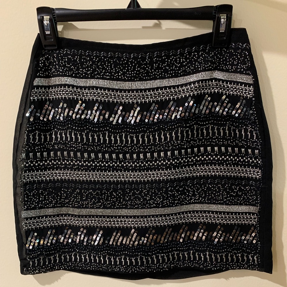 Silver Beaded & Sequin Black Skirt (H&M)
